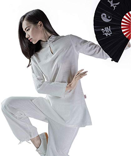 RWRAPS Tai-Chi-Uniform, Wushu-Anzug, Damen-Tai-Chi-Anzug, chinesische Kung-Fu-Kleidung, Yoga-Anzug, Baumwolle, Zen, Meditation, Kampfsport, Weiß, M (Weiß M)