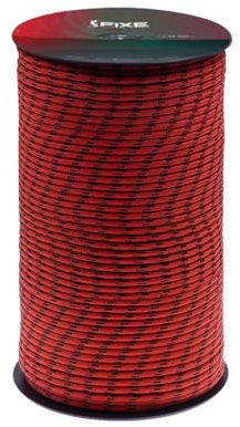 FIXE - Cuerda Auxiliar Escalada - Cuerda semiestática 100% Poliamida, 4 mm, 100 Metros Roja - Alta Resistencia y Durabilidad - Cordino Dynemaa