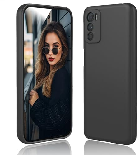 DESSEN Funda para Motorola Moto G42 - Líquida Silicona Carcasa con Forro de Microfibra Antiarañazos Delgada y Suave TPU Cover Anti-Choques Protectora Case, Negro