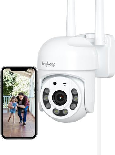 BoyKeep Telecamera Wi-fi Esterno 3MP Videocamera Sorveglianza Esterno 360°, Visione Notturna a Colori, Rilevamento del Movimento, Audio Bidirezionale 2.4Ghz K20