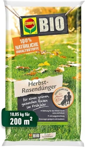 Compo BIO Herbst-Rasendünger, Dünger mit 3 Monate Langzeitwirkung, Granulatform, 10,05 kg, 200 m²