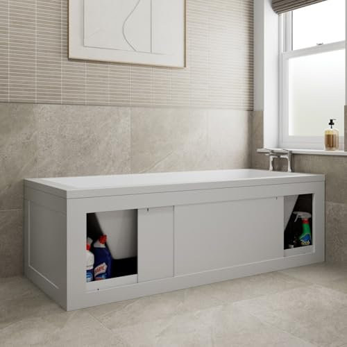 Affine® 1700 Side Front Panel & 660mm End Storage Bath Panel 20mm 16mm MDF, Modern Wooden Panels for Bathroom Straight Baths Soaking Tubs, White