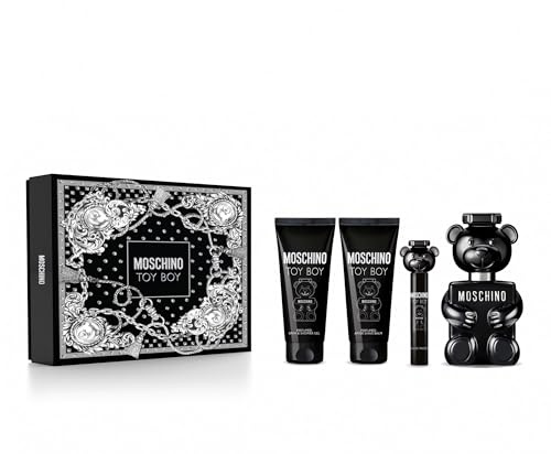 Moschino Toy Boy by for Men - 4 Pc Gift Set - 3.4 oz EDP Spray, 0.3 oz EDP Spray,After Shave Balm, Bath and Shower Gel