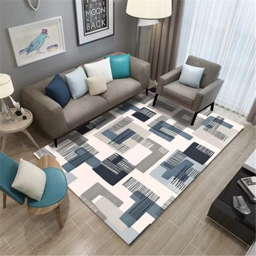 SUNYRDSM Läufer Flur rutschfest Deko Für Mädchen Zimmer 60X100CM Bereich Teppich Wohnzimmer Schlafzimmer Weiche Mikrofaser Waschbar Teppich Grau Blau Bettvorleger