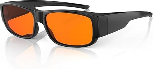 Bloomoak 99% Überbrille mit Blaulichtfilter – Rot/Amber Linse, Anti-Blend-Beschichtung für besseren Schlaf