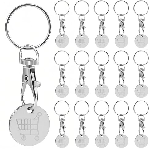 16 Pièces Extracteur de Caddie,Porte-clés Trolley Coins en Acier Inoxydable | Jeton de Caddie Amovible Comme Porte-clés avec Mousqueton Jeton de Chariot