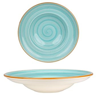 Bonna Assiette De Pâtes - Aqua - Porcelaine - 24 cm (400cc) - lot de 2