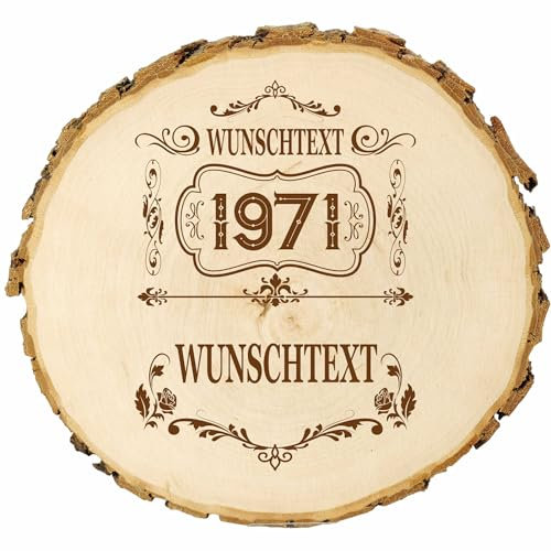 KIWISTAR UG - Baumscheibe - 36-40 cm - Deko - personalisiertes Geschenk individuell selbst gestalten - Name - Holzscheibe mit Wunschtext - Naturholz - Geschenk - Türschild