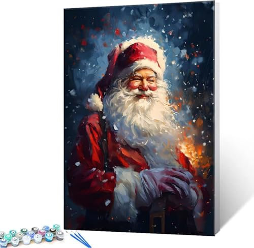 Malen nach Zahlen Kinder ab 7 8 9 10 Jahre, Weihnachtsmann Malen nach Zahlen Erwachsene Jugendliche Malen-Nach-Zahlen Kinder Teenager für Mädchen Geschenkideen Malen nach Zahlen 30x40 cm z-579