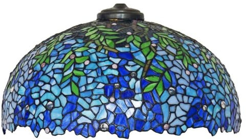 BOTOWI 20-Inch Tiffany Style Lampshades Replacement, Mediterranean Red Orange Tulip Wisteria Flowers Stained Glass Lamp Shade Only for Desk Reading Lighting Floor Lamps Table Lamps,Wisteria