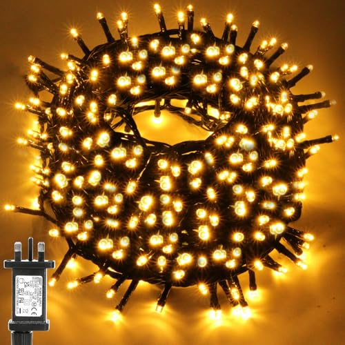 CHOIGN 50M 500LED Christmas Tree Lights, 8 Modes Outdoor Fairy Lights Plug in, Waterproof Outdoor String Lights Mains Powered for Bedroom, Garden, Party, Wedding, Christmas Decoration(Warm White)