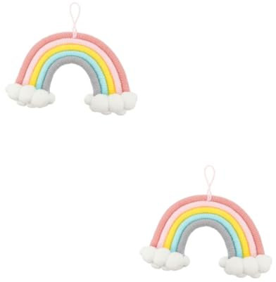 Toddmomy 2stücke Rainbow Wanddekoration Handgefertigtes Farbenfrohes Wolken Und Regenbogenornament Für Kinderzimmer Für Wandgestaltung Und Kreative Raumgestaltung