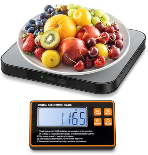 Báscula de cocina digital, peso máximo de 15 kg, precisión de medición de 1 g, 7 unidades de medida, pantalla LCD separada, función de conteo, función de tara