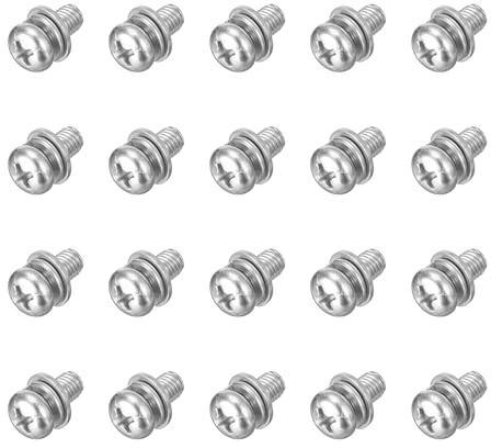 QUARKZMAN 20 Stück Linsenkopfschrauben Kreuzschlitz M5 x 10mm Rundkopfschrauben mit Federring und Unterlegscheiben, 304 Edelstahl Gewindeschrauben für Holz Weichmetall Reparatur