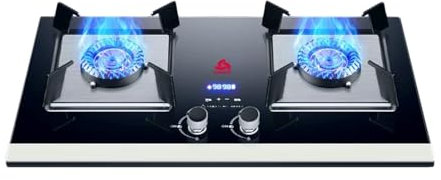 2 Burner Gas Cooktop with High-fire Wok Burner, Stainless Steel In Hob, Flameout Protection, Easy-Clean for Home and Outdoor Use