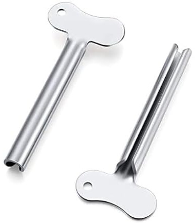 2 Pcs Silvery Metal Tube Squeezer Keys, Tube Toothpaste Squeezer Keys Metal Hair Dye Color Key Roller Dispenser Tool Durable Processing, Daily Living Tube Squeezing Aids