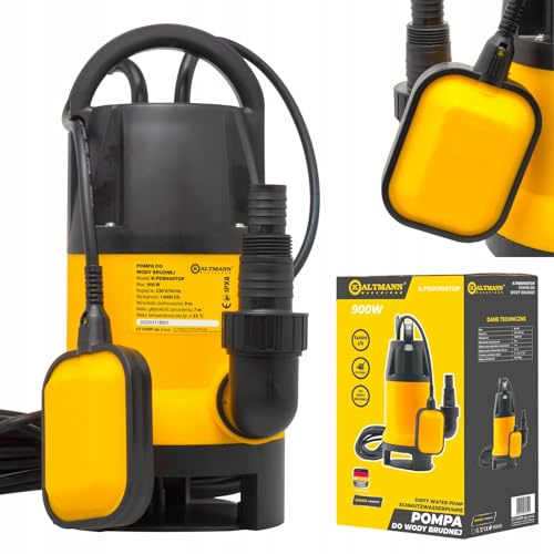Kaltmann K-PBW900TOP Schmutzwasse Tauchpumpe 900 W, 14.000 l/h, 9 m Förderhöhe – mit Schwimmerschalter, 10 m Kabel & 1''/1¼''/1½'' Anschluss – für Keller, Zisterne & Regentonne