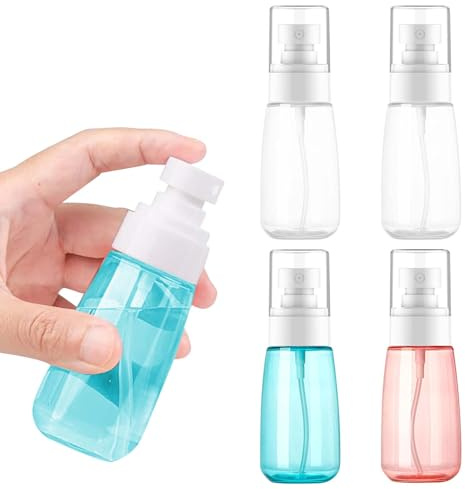 Travel Spray Bottle, 4 Pack 60ml Small Spray Bottles Fine Mist Mini Spray Bottles for Travel, Leak Proof & BPA Free Refillable Travels Containers Plastic Hair Spray Bottle Sprayer for Toiletries
