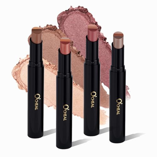 O’CHEAL 3 Farben Lidschatten Stift, Wasserfest, Schimmernd 4PCS# | Creme Lidschattenstift fuer Augen Make-up, Langanhaltend, Verblendbar, Ideal fuer Anfaenger