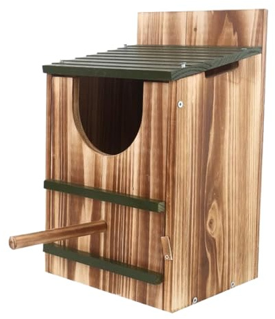 Nistkasten für Eulen, wasserdicht, aus Holz – Nistkasten mit Eichhörnchen karbonisiert – für Vögel, Tauben, Garten, Außenbereich, Fenster, Haus, Winterdekoration