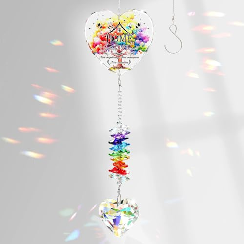 Arikyrist Glass Housewarming Gifts for Family Couples Hanging Ornaments | Gifts New Home Ideas for Women Men Glass House warming Suncatcher Unique House Warming Gift Crystal Hanging Keepsake Ornament