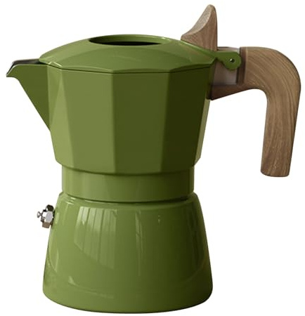 ANKROYU Pentola da fornello portatile professionale a doppia valvola Caffettiera stile vintage in lega di alluminio per fornello elettrico a gas da domestica da campeggio (Verde)
