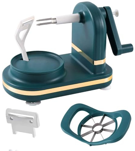 LAIOUSN Pelador manual giratorio de peras, 8 cuñas, descorazonador para frutas, verduras, multifunción, herramienta de pelado de cocina, pelador de patatas