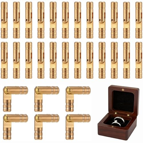 30 Stück Scharniere Klein, Mini Barrel Scharnier, Messing Möbelscharniere Verdeckte Stiftscharniere für Holzkiste, Schmuck-Box, Schranktüren, Miniatur Moebel, DIY-Bastelarbeiten, 4 * 20mm