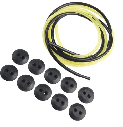12 occhielli in gomma per decespugliatore, sigillatura del foro del serbatoio del carburante, con tubo del carburante giallo e nero, per installazione funzionale