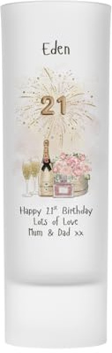 Personalised 21st Birthday Shot Glass - Champagne & Floral Design, 21st Birthday Gift for Her, Age 21
