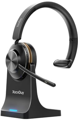 XocvDuy Bluetooth Headset, Wireless Headset with Mic for Work, Bluetooth 5.3, Wireless Headsets with AI Noise Cancelling Microphone (Clear Calls & Mic Mute), for Computer/PC(Without USB Dongle)