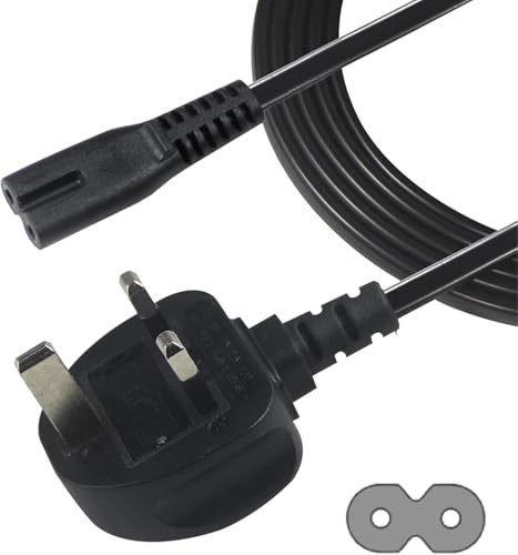2 Pin Mains Power Lead Fig Figure 8 UK Power Cable Compatible with PS5 PS4 Xbox Samsung LG HP Canon Sony Pixma Sharp JVC Asus Toshiba - Printers TV etc. UK Plug(3 Meter Cable)