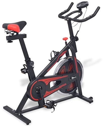 vidaXL Heimtrainer mit Pulsmesser Ergometer Fitnessgerät Fahrradtrainer Speedbike Fitness Fahrrad Hometrainer Trimmrad Schwarz und Rot