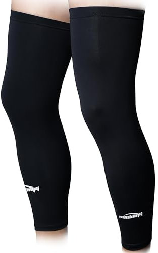 COOLOMG Ginocchiere a compressione, scaldamuscoli per ciclismo, basket, calcio, protezione solare, antiscivolo, per uomini, donne, bambini, ragazzi, nero, M (1 paio)
