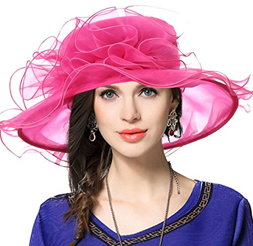VECRY Damen Organza Kirche Derby Fascinator Braut Hochzeit Sonnenhüte (019-Rose)
