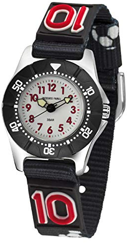 JACQUES FAREL KWD5000 Fußball Uhr Junge Kinderuhr Textil Metall Analog schwarz