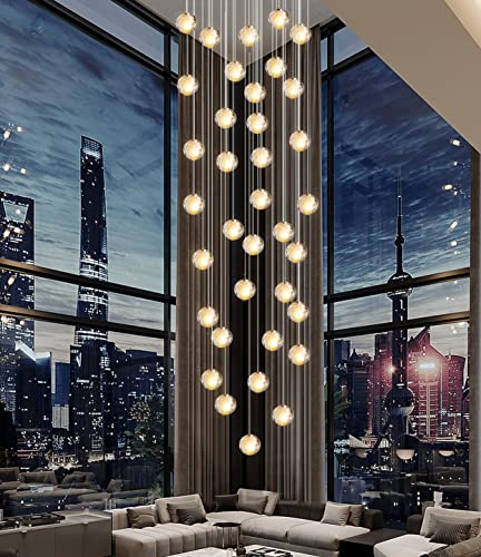 LED Pendelleuchte Glas Kristall Deckenlampe Dekoratives Hängelampe | Modern Esszimmer Pendellampe Schlafzimmer Innenleuchte Lampe Villa Treppe Lange Hängeleuchte Kronleuchter Square (36-flammig)