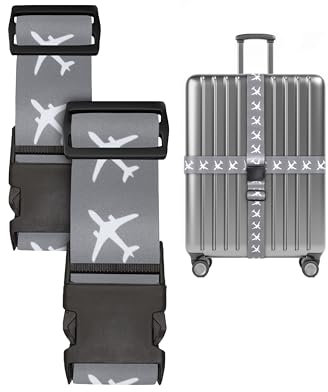 Wenter.S Koffergurte – Auffälliges Kofferband grau mit Motiv, passend für alle Koffer