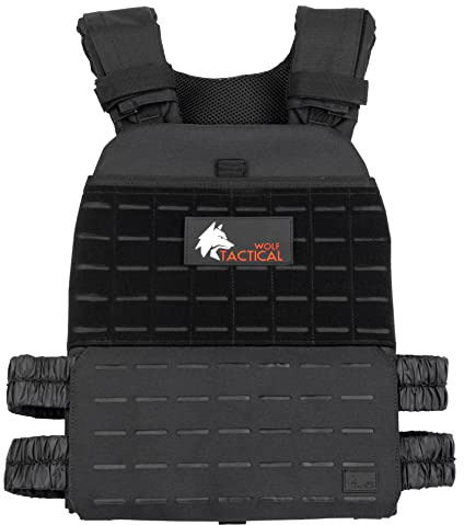 Wolf Tactical Adjustable Weighted Vest for Men & Women - Rucking, Workout, Running, Walking & CrossFit Weight Vest for Strength Training & Fitness (Black)