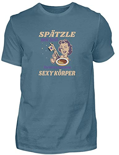 Spätzle avec sauce – Proverbes souabes – Schwaben Cadeaux – T-shirt pour homme, Bleu pierre, XXL