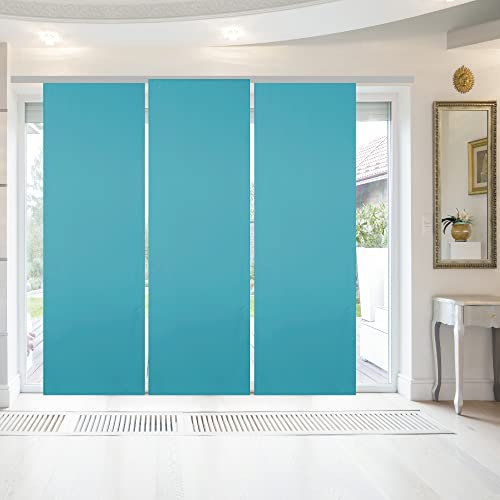Bestgoodies Flächenvorhang mit Klettband, Paneelwagen und Schleuderstab, (BxL) 60x245 cm in Türkis, blickdichte Schiebegardine mit Klett in vielen Farben