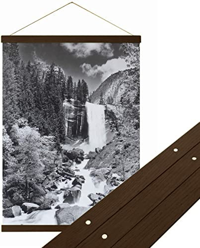 Urhome magnetische Posterleiste aus Holz für Bilder in Braun, 41 cm Posterschiene Bilderrahmen für Wandbilder Poster Fotos Bilderleiste