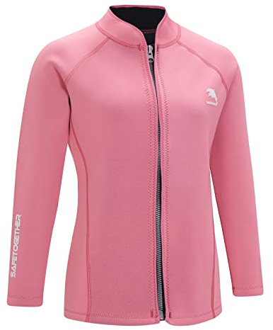 Neoprenanzüge Jacke für Damen, 2 mm, Neopren-Top, Surfanzug, Oberteil, Jacke, lange Ärmel, Reißverschluss vorne, Schwimmen, Surfen, Anzüge, Tops, Tauchjacke (Größe XL, Rosa)