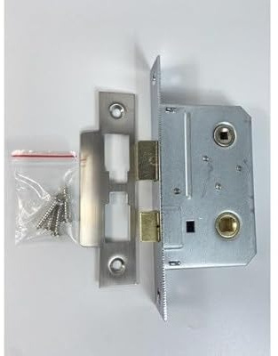 Architectural Bathroom mortice Lock Door Latch Thumb Turn Locking Door Security in Satin Stainless Steel Finish Dimensions 63X22X115