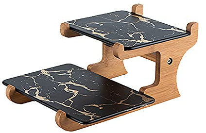 UNNS Supporto per Cupcake Torta di Marmo Tavolo da Dessert a 2 Strati con Base in Legno Base pomeriggio tè Bigné Banco for tè Party, Matrimonio e Compleanno Alzata per Dolci (Color : Black)