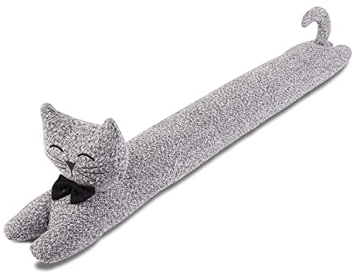 SANFERGE Robuster Zugluftstopper für die Tür, 91,4 cm, 1,4 kg, dekorativer schalldichter Tür-Zugluftblocker, energiesparender Zugluftschutz, graue Katze