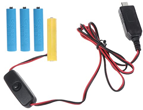 USB C auf DC-Kabel für AAA (LR3 AM4) Batterie, Typ-C-Netzteilkabel mit Schalter, Batterieeliminator, ersetzt 4 Stück 1,5 V AAA-Batterien für LED-Licht, Radio