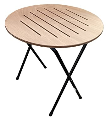 Castelmerlino Silvia Table Pliante, Métal, Okume Natural, Rond