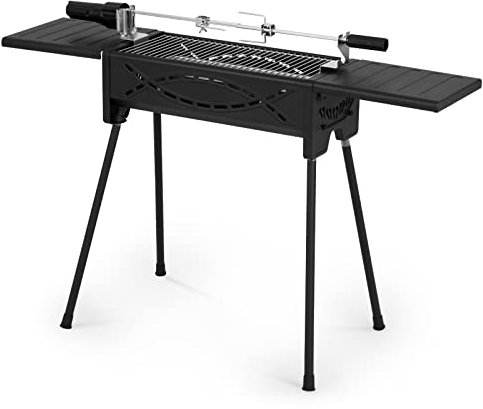 GYMAX Barbecue au Charbon de Bois avec Plateau et Pieds Détachable, Gril Barbecue en Acier Charbon avec Pied Antidérapants pour Camping, Pique-nique