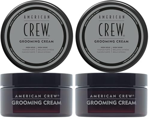 AMERICAN CREW – Grooming Cream, 85 g, Stylingcreme für Männer, Haarprodukt mit sehr starkem Halt, Stylingprodukt für optimale Formbarkeit, Glätte & sehr viel Glanz (Packung mit 2)
